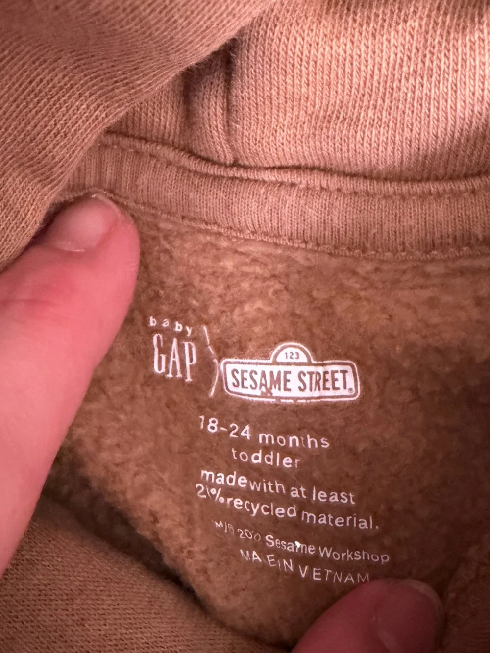 4/$20 💫 Gap Baby Sesame Street Elmo Hoodie 18-24M Tan Brown